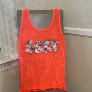 Bobbie Brooks Orange Tank Top with Floral Love Design